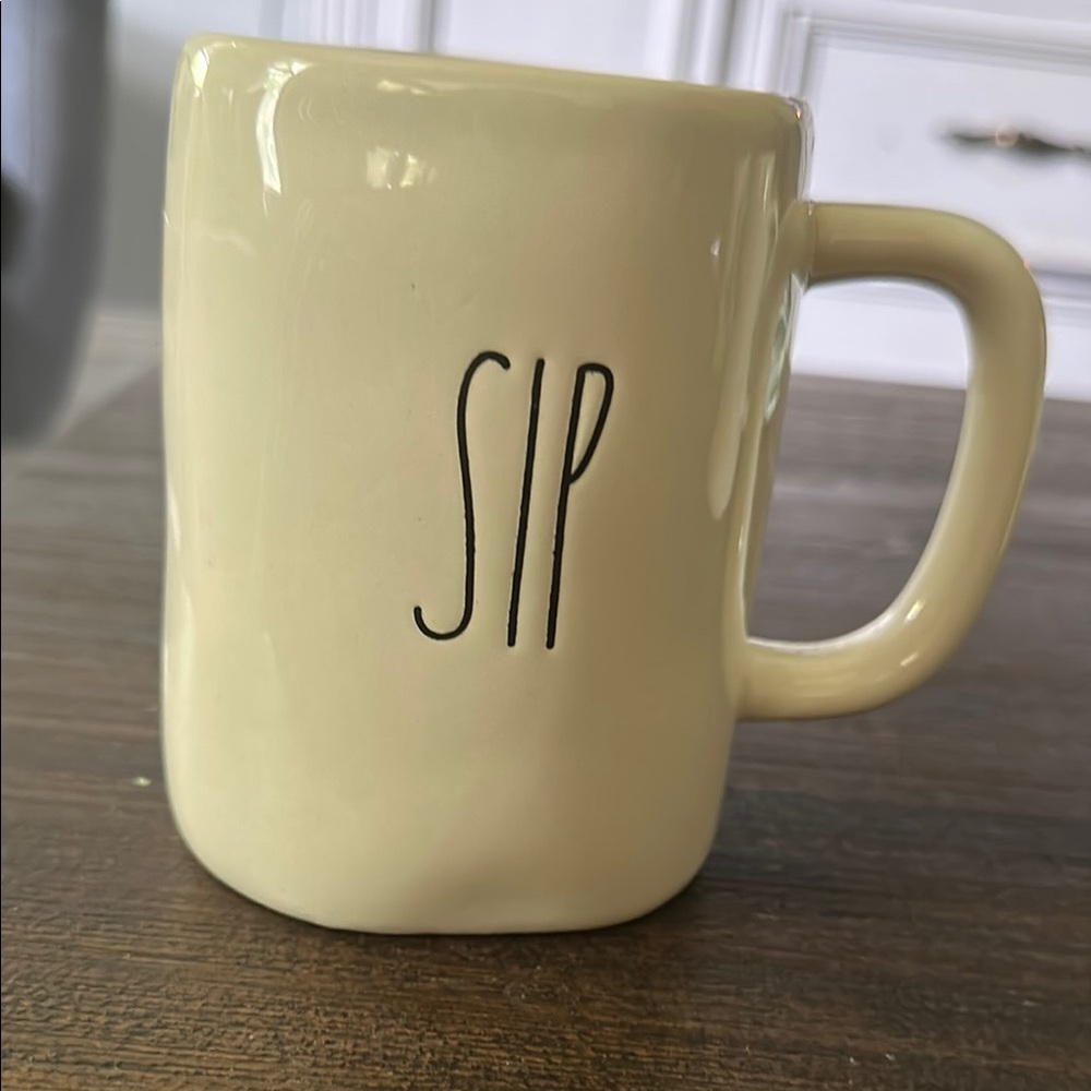 Rae Dunn Cream Ceramic Mug with SIP Design